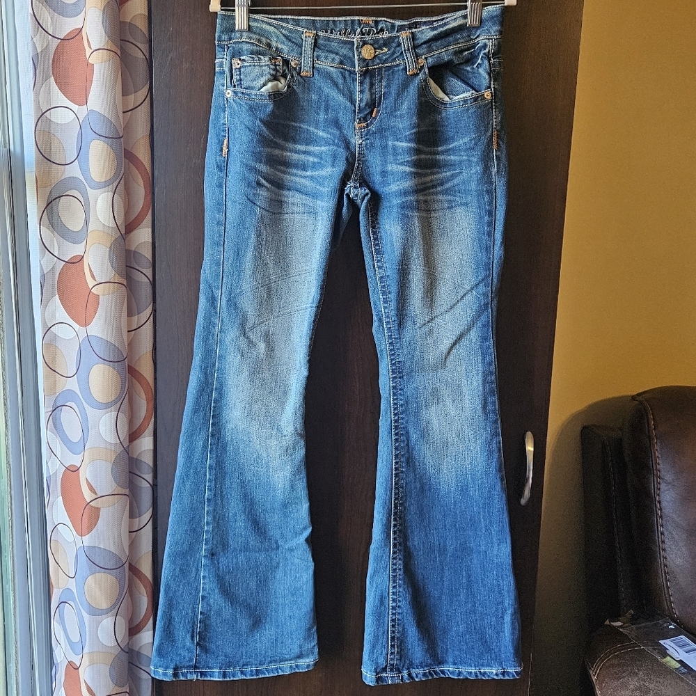 Y2K Wishful Park Flare Jeans in Blue